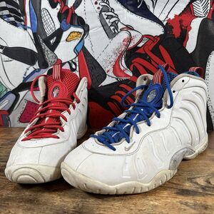 Size 6.5Y - Nike Little Posite One USA Moon White Blue Red DJ4024-001 USED